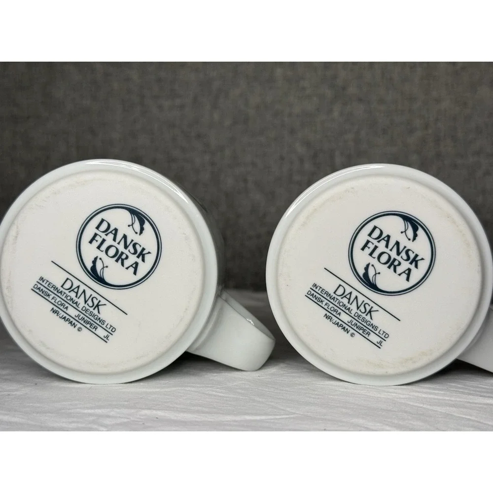 Set Of 2 Dansk Flora Juniper Blue and White Tea Cup Porcelain‎ Japan